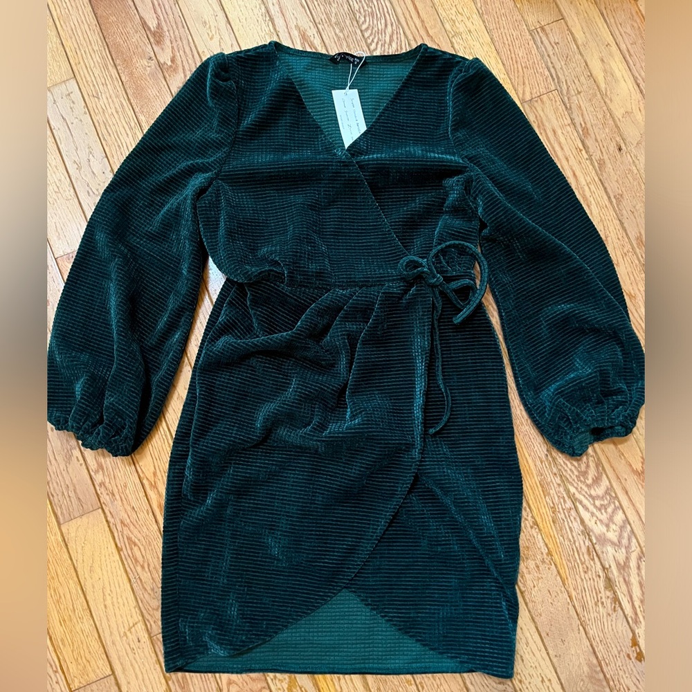 Womens velvet wrap dress